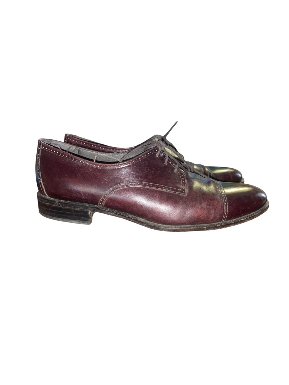 Vintage Bally of Switzerland Derby Shoes Mens 9.5 Burgundy Leather Oxford Italy